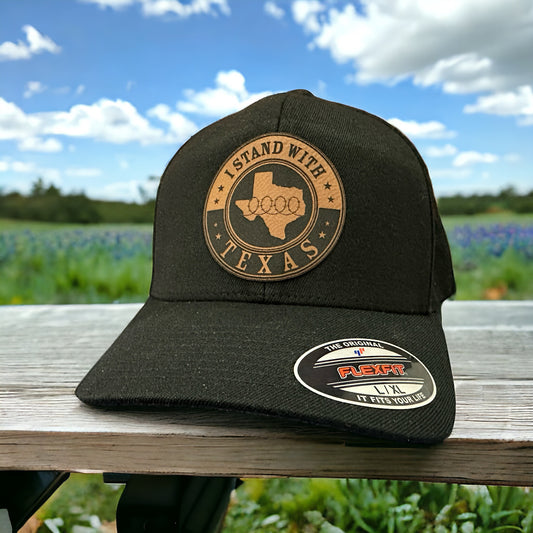 I Stand With Texas Custom Leather Patch Hat