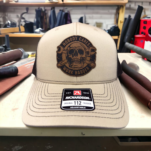 Nobody Cares Work Harder Custom Leather Patch Hat