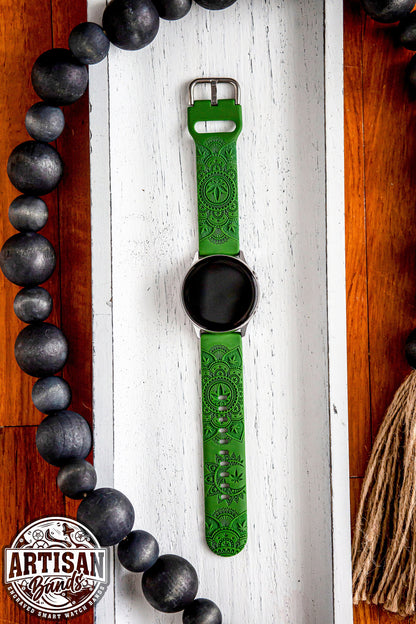 Weed Mandala Samsung Watch Band | Engraved Samsung Watch | 420 Custom Galaxy Watch Band | Weed Leaf Galaxy Watch Strap
