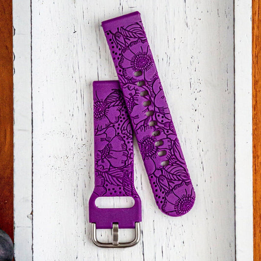 Tropical Flower Samsung Watch Band | Floral Galaxy Watch Strap | Engraved Samsung Watch Strap | Custom Samsung Galaxy Watch Strap