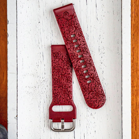 Floral Lace Samsung Watch Band | Engraved Samsung Watch | Custom Galaxy Watch Band | Flower Lace Watch Band | Floral Galaxy Watch Strap
