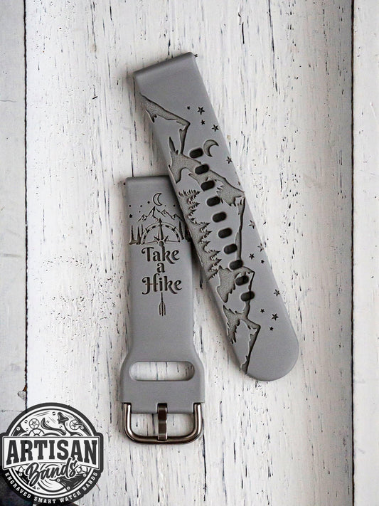 Take a Hike, Camping, Camper, Hiking Outdoors Silicone Watch Band Laser Engraved Custom Watch Band