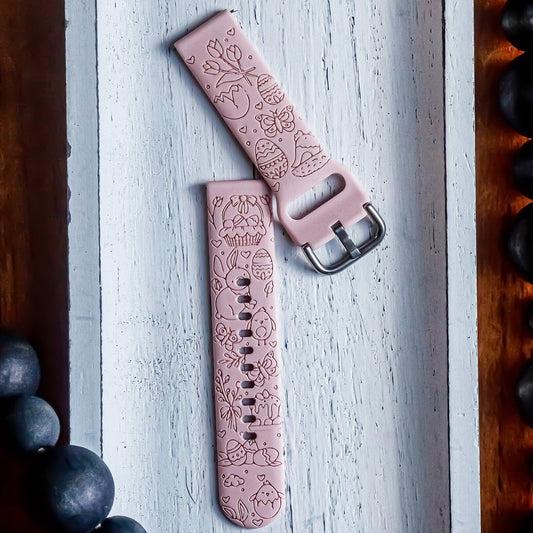 Easter Samsung Watch Band | Easter Bunny Galaxy Watch Band | Engraved Silicone | Galaxy Watch Strap | Custom Samsung Watch