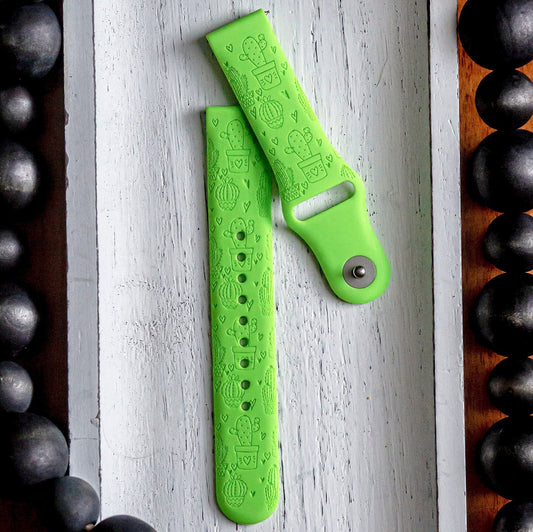 Succulent Samsung Watch Band | Cactus Watch Band | Engraved Silicone Galaxy Watch Strap | Cactus Smart Watch Strap | Custom Samsung Watch